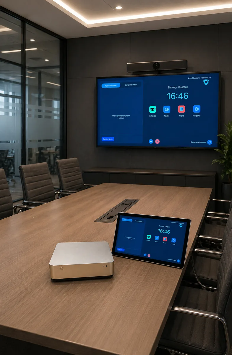 MEETRON Терминал в переговорной: дисплей, видеобар и сенсорная консоль